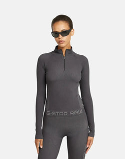 G-Star RAW Women's Seamless Zip Leggings: Flexible, Comfortable, Grey Asphalt Athletic Wear