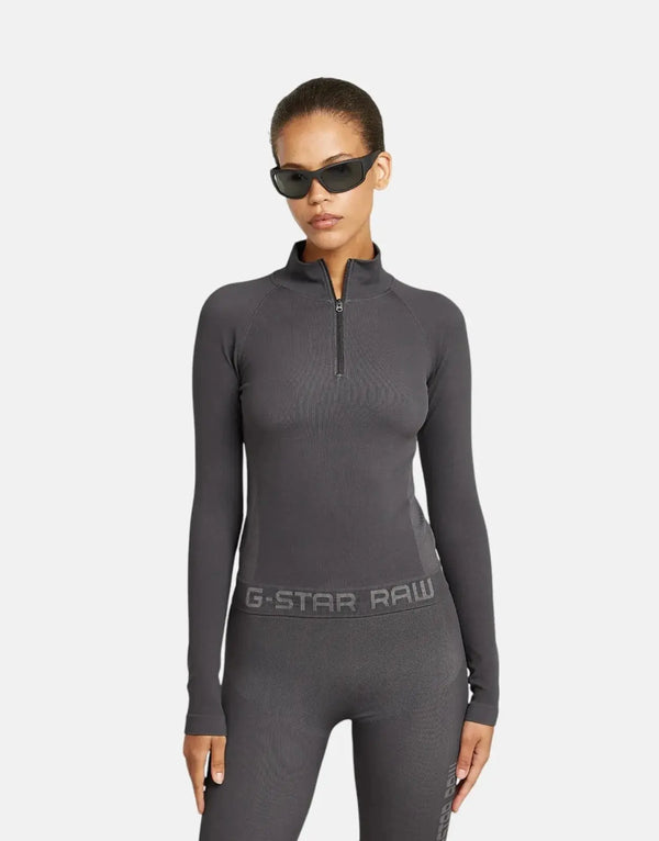 G-Star RAW Women's Seamless Zip Leggings: Flexible, Comfortable, Grey Asphalt Athletic Wear