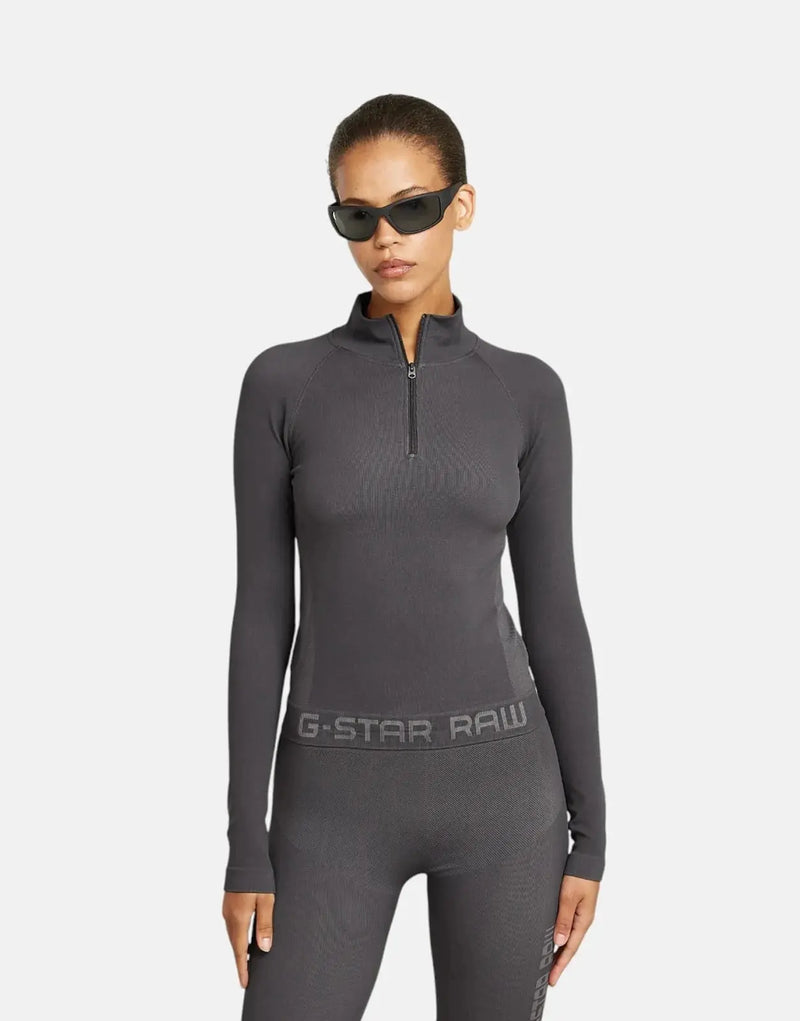 G-Star RAW Women's Seamless Zip Leggings: Flexible, Comfortable, Grey Asphalt Athletic Wear