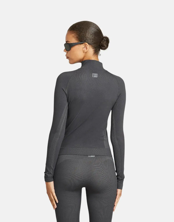 G-Star RAW Women's Seamless Zip Leggings: Flexible, Comfortable, Grey Asphalt Athletic Wear