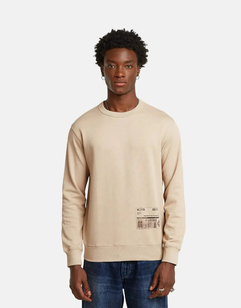 G-Star RAW Men's Shipping Graphic Dark Brick Organic Cotton Crew Sweatshirt
