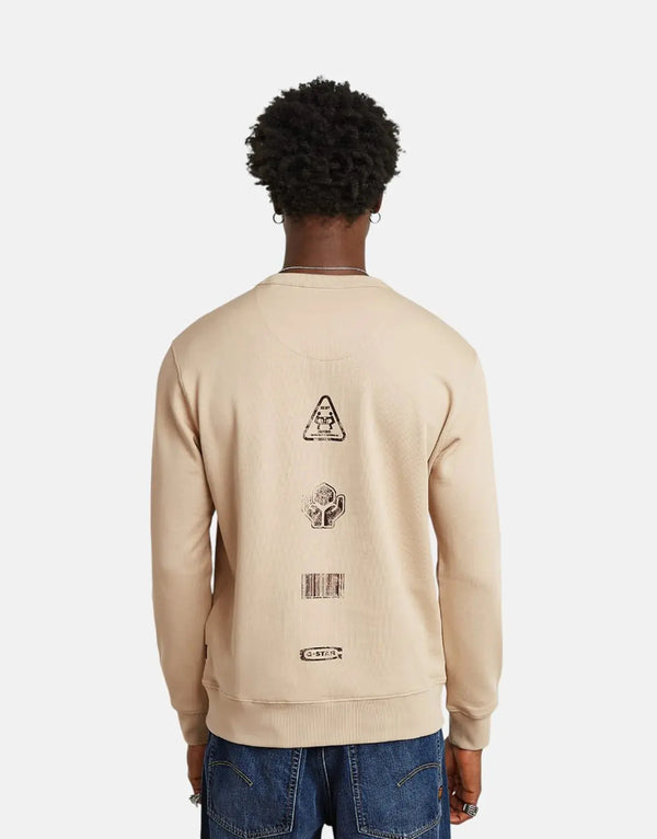 G-Star RAW Men's Shipping Graphic Dark Brick Organic Cotton Crew Sweatshirt