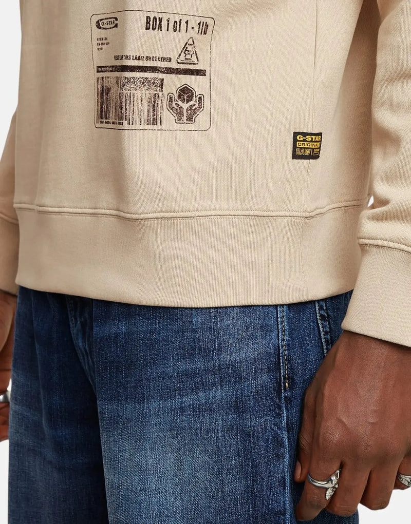 G-Star RAW Men's Shipping Graphic Dark Brick Organic Cotton Crew Sweatshirt