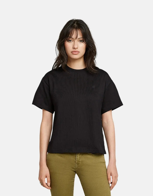 G-Star RAW Women's Relaxed Fit Black T-Shirt with Side Button Slits