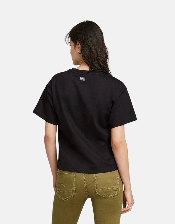G-Star RAW Women's Relaxed Fit Black T-Shirt with Side Button Slits