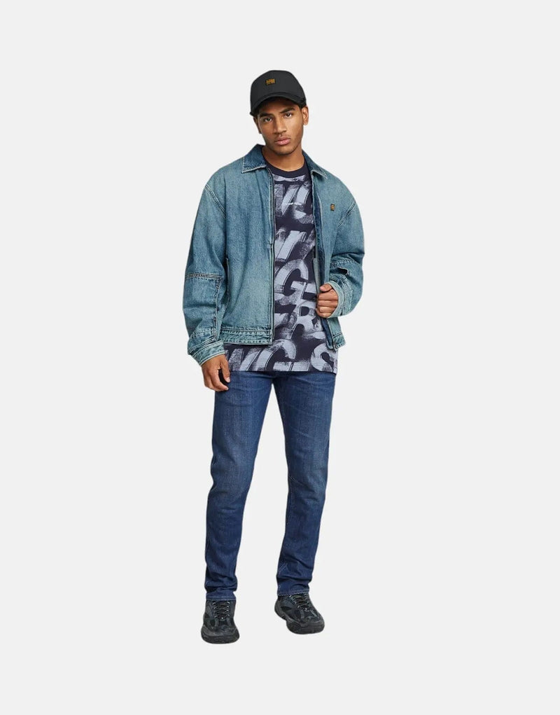 G-Star RAW Men's Sprayed Letters Loose Fit Organic Cotton Graphic T-Shirt Osaka Blue