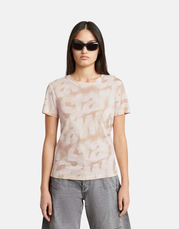 G-Star RAW Women's Sprayed Letters Pink Cotton Jersey Regular Fit T-Shirt