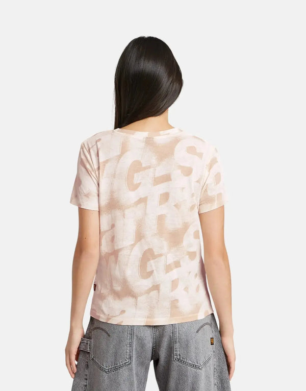 G-Star RAW Women's Sprayed Letters Pink Cotton Jersey Regular Fit T-Shirt