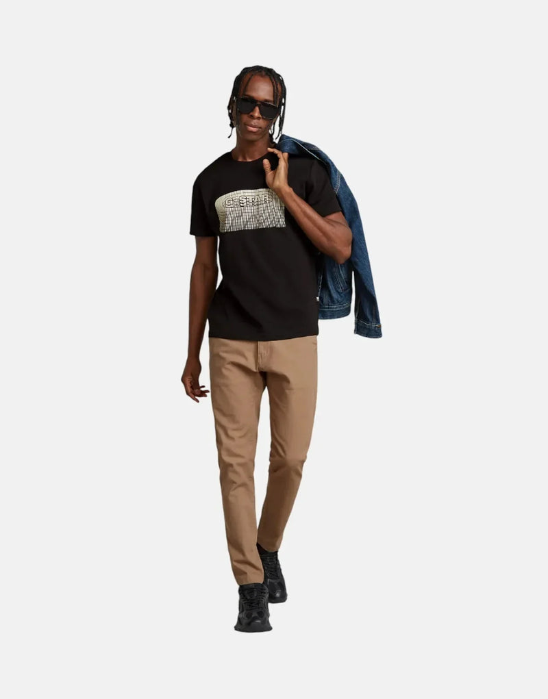 Men's G-Star RAW Stacked Old Skool Logo Black Organic Cotton Tee