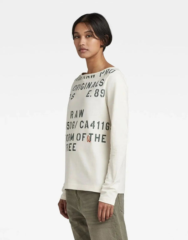 G-Star RAW Women's Organic Cotton Stencil Graphic Long Sleeve Top