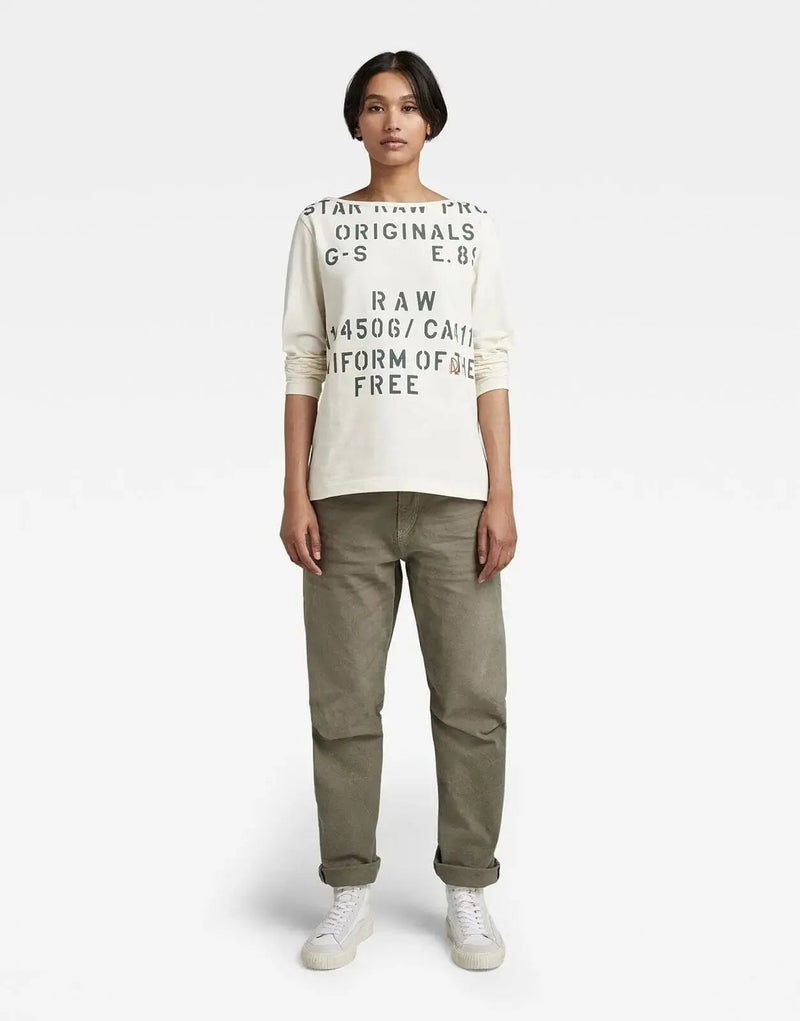 G-Star RAW Women's Organic Cotton Stencil Graphic Long Sleeve Top
