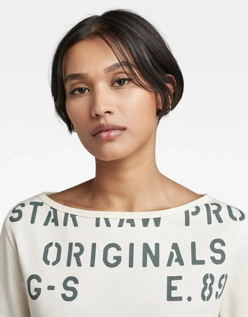 G-Star RAW Women's Organic Cotton Stencil Graphic Long Sleeve Top
