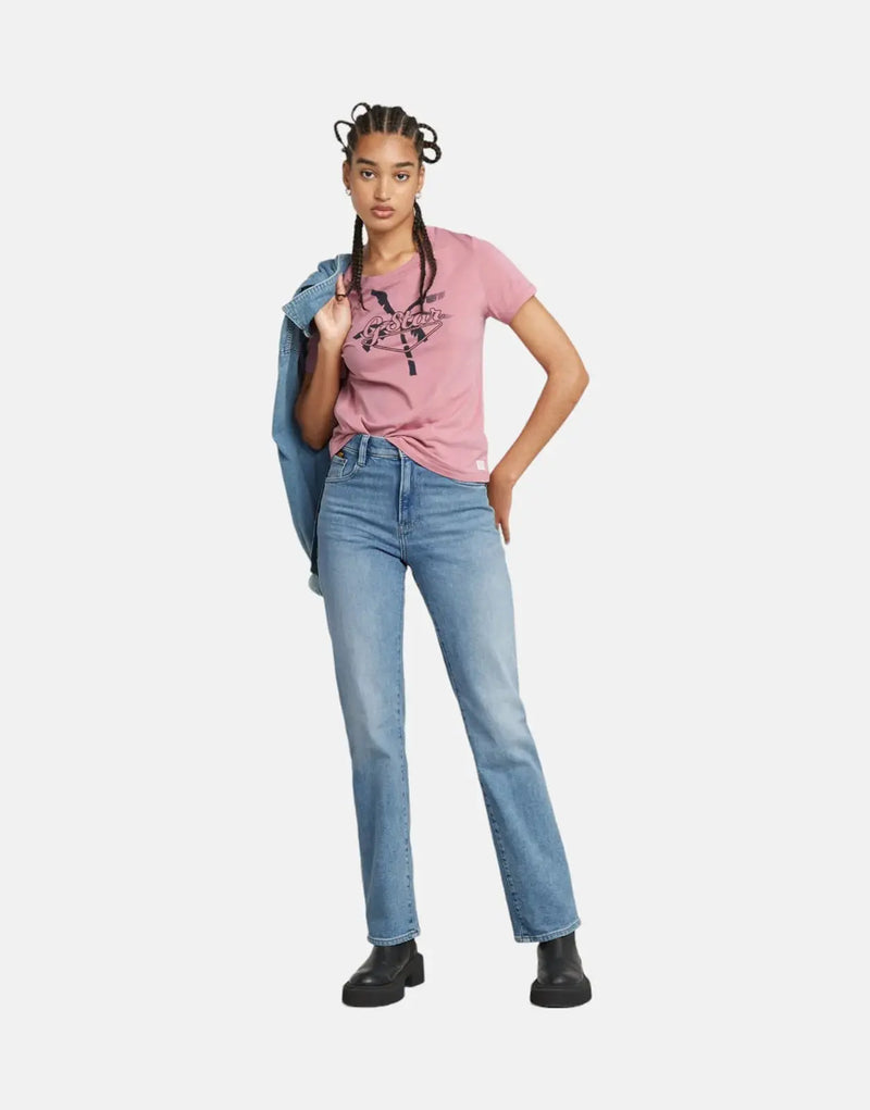 G-Star RAW Women's Viktoria High Straight Blue Jeans - Premium Stretch Denim