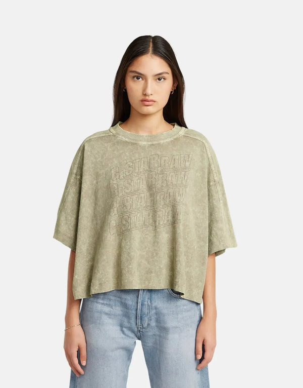 G-Star RAW Washed Multi Logo Oversized Organic Cotton T-Shirt for Women
