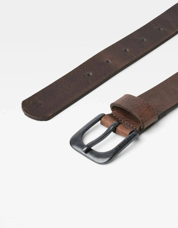 Men's Rugged Full-Grain Leather Belt with Antiqued Buckle - G-Star RAW Zed