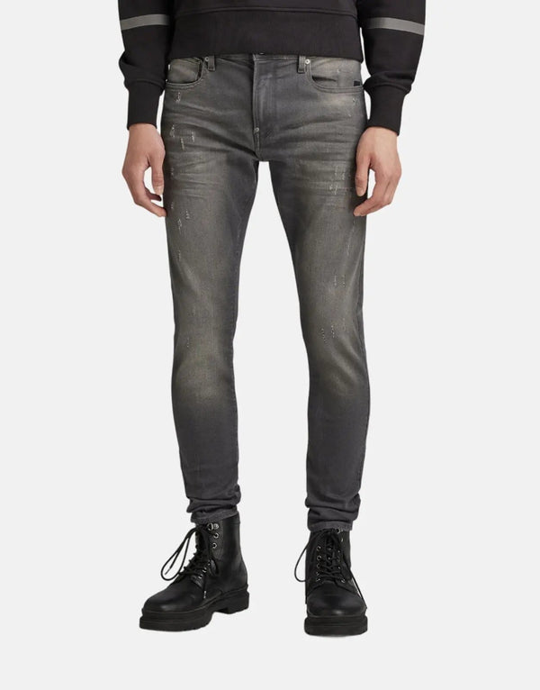 Men's G-Star Raw Revend Skinny Fit Grey Jeans with Aged Destroy Wash