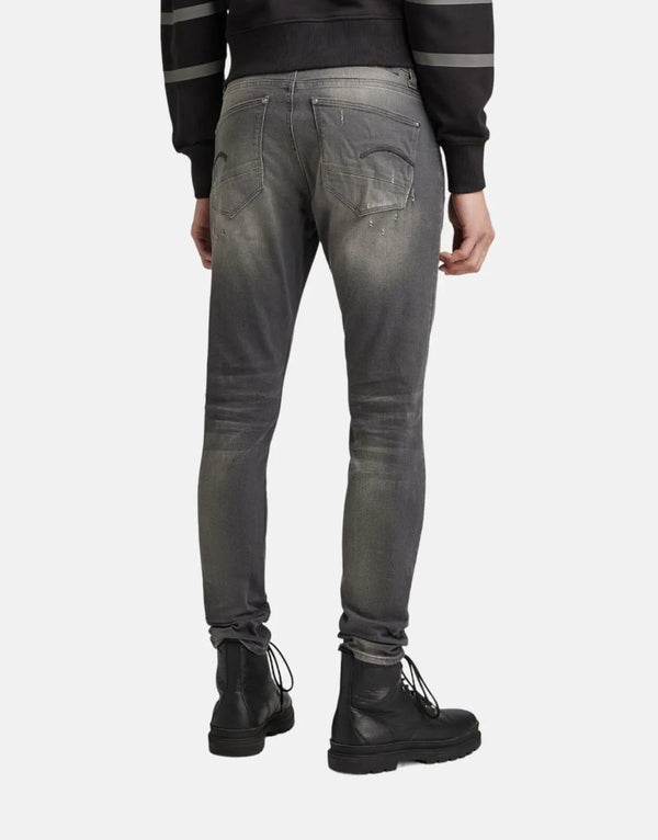 Men's G-Star Raw Revend Skinny Fit Grey Jeans with Aged Destroy Wash