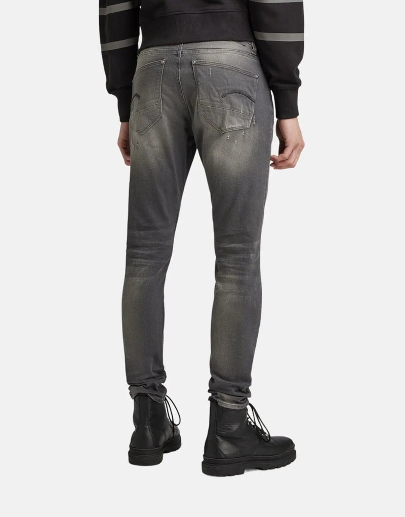 Men's G-Star Raw Revend Skinny Fit Grey Jeans with Aged Destroy Wash