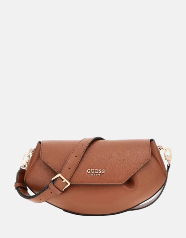 Guess Amorette Flap COG Crossbody Bag: Vegan Leather, Adjustable Strap, Gold Hardware