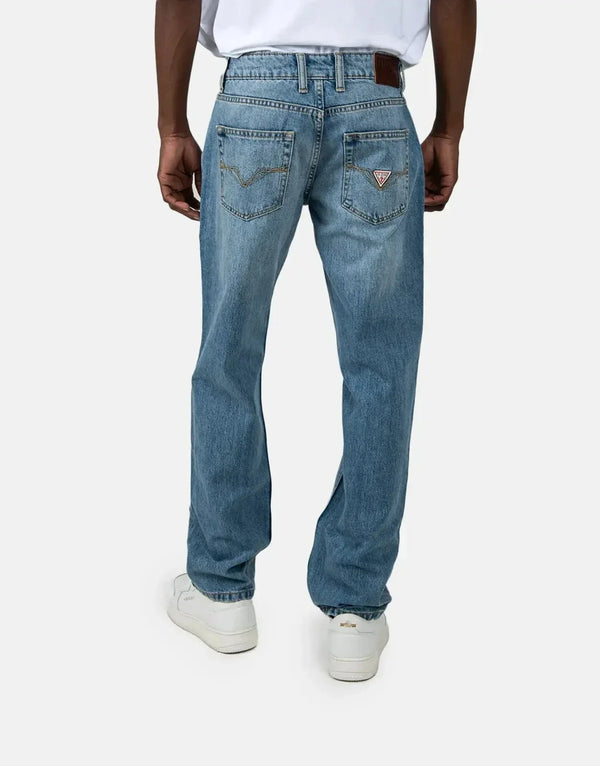 Guess AS1 Will Slim Straight Jeans for Men, Classic Blue Denim, Comfortable Fit