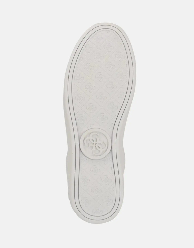 Guess Beary White Faux-Leather Low-Top Sneakers with Metallic Logo Detail