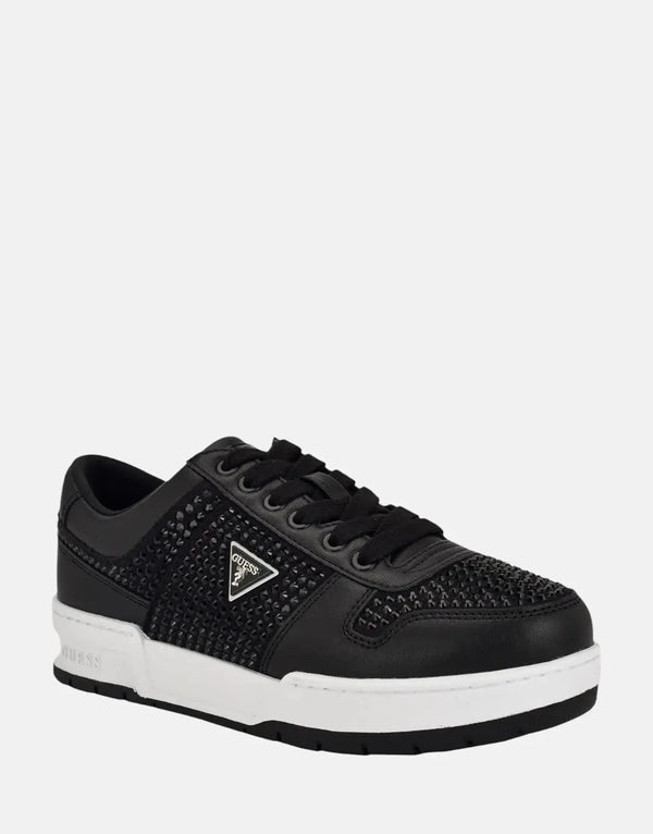 Chic Guess Cieska Women's Black Faux Leather Rhinestone Fashion Sneakers