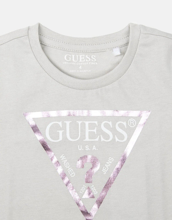 Guess Kids' Soft Cotton Core Logo T-Shirt - Comfortable Everyday Grey Tee