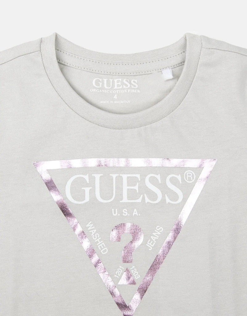 Guess Kids' Soft Cotton Core Logo T-Shirt - Comfortable Everyday Grey Tee