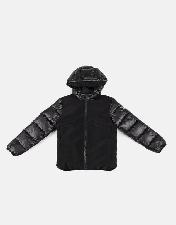 Guess Kids Stylish Hooded Black Puffer Jacket Warm Winter Outerwear