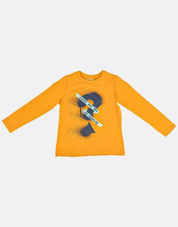 Guess Kids LA 1981 Vibrant Orange Long Sleeve T-Shirt – Comfy Cotton Blend