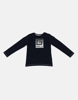 Guess Kids La Carli 81 Blue Cotton Blend Graphic Crew Neck T-Shirt