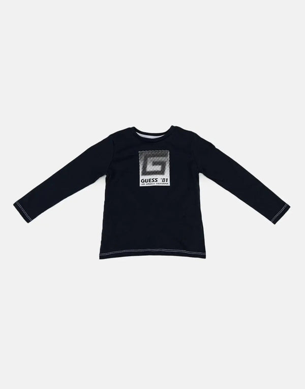 Guess Kids La Carli 81 Blue Cotton Blend Graphic Crew Neck T-Shirt