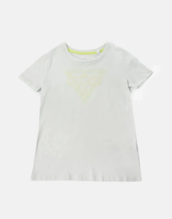 Guess Kids Grey Crew Neck T-Shirt: Soft Cotton, Raised Triangle Logo