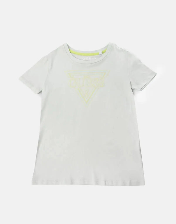 Guess Kids Grey Crew Neck T-Shirt: Soft Cotton, Raised Triangle Logo