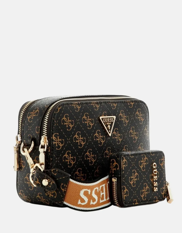 Guess Latona II Chic Brown Camera Crossbody Bag with Wallet