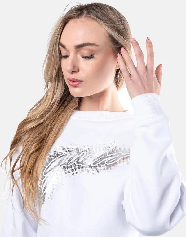 Guess Women's Iconic Cropped Logo Pullover Sweatshirt - Soft, Stylish, Everyday Comfort