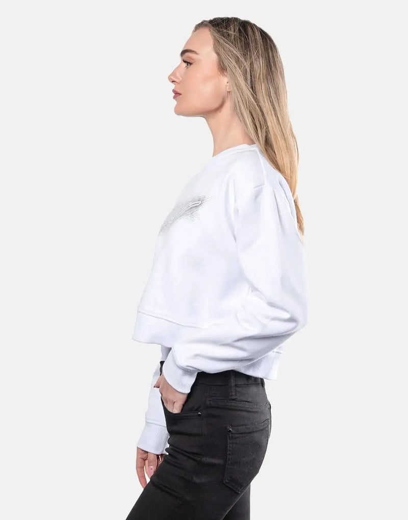 Guess Women's Iconic Cropped Logo Pullover Sweatshirt - Soft, Stylish, Everyday Comfort