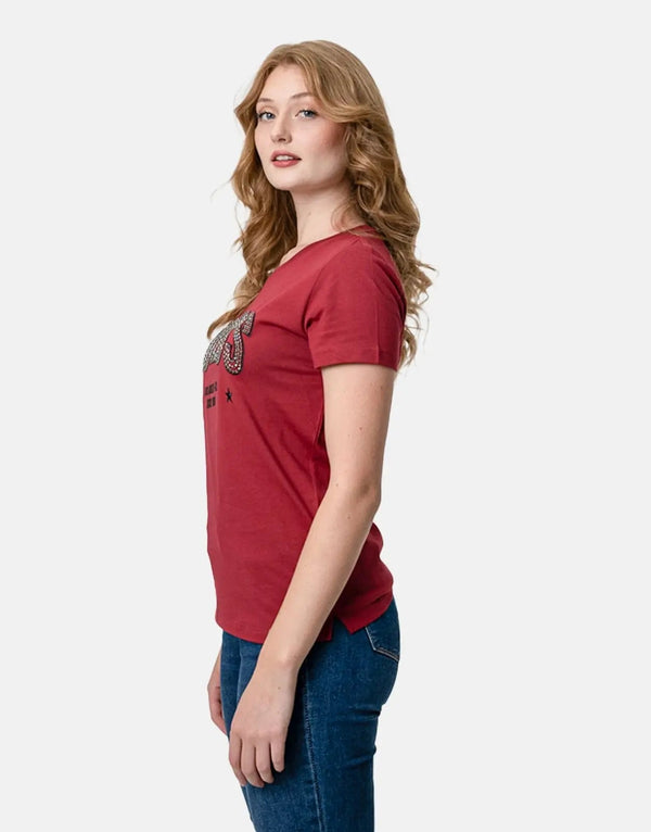Guess Mirela Women's Vibrant Red Logo T-Shirt, Comfortable Cotton Blend, Modern Fit