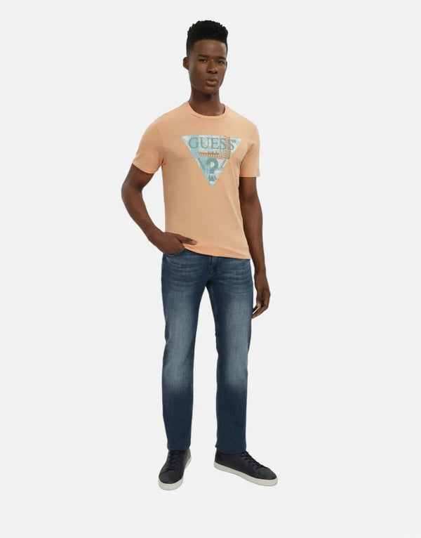 Guess Men's Premium Cotton Slim Fit T-Shirt with Iconic Tri Logo