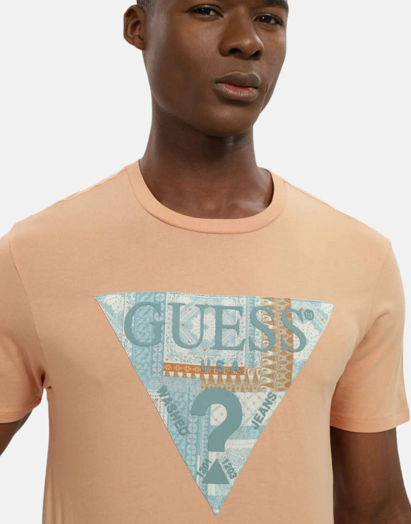 Guess Men's Premium Cotton Slim Fit T-Shirt with Iconic Tri Logo