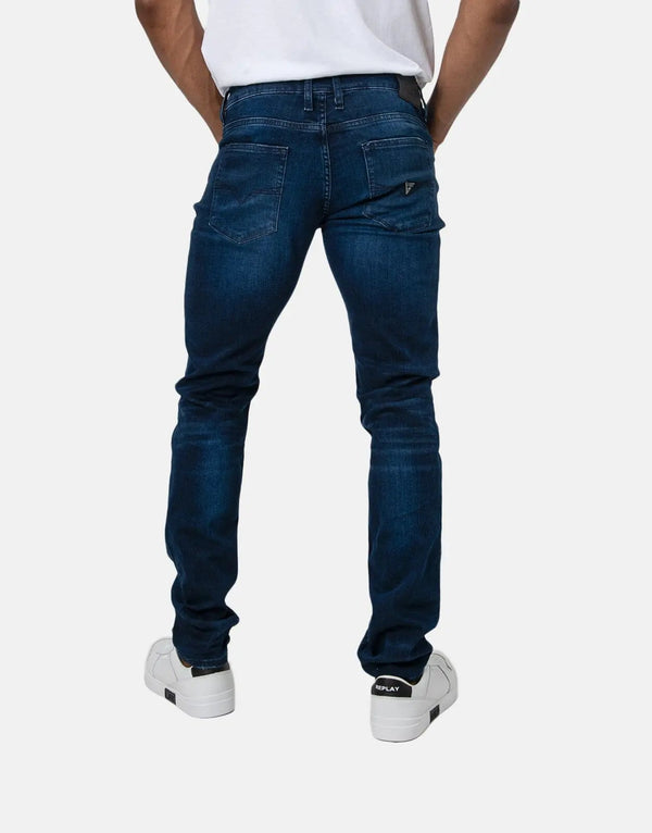 Men's Guess Ringer Dark Wash Eco Slim Taper Jeans Sustainable Style