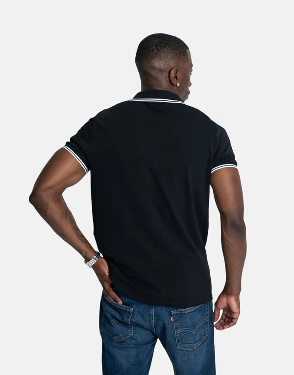 Guess Men's Classic Black Tipped Polo Shirt - Premium Cotton Blend