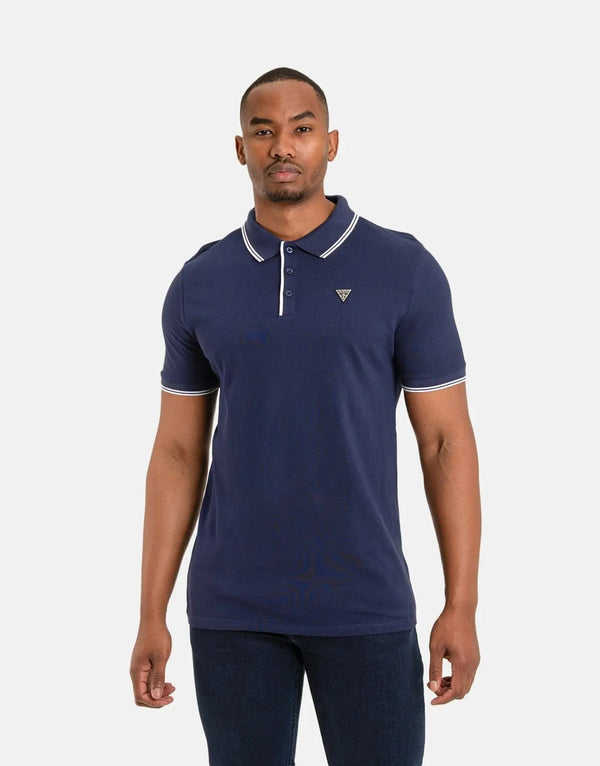 Guess Men's Tipped Core Polo Shirt: Classic Blue, Premium Everyday Style