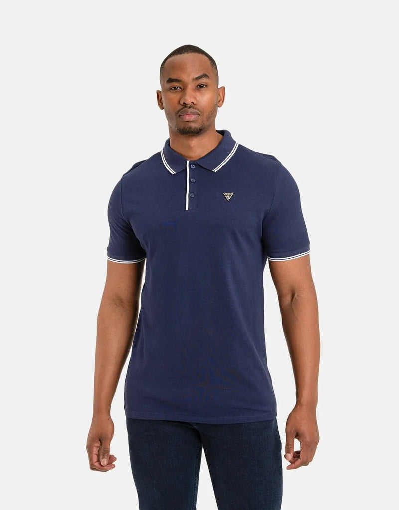 Guess Men's Tipped Core Polo Shirt: Classic Blue, Premium Everyday Style