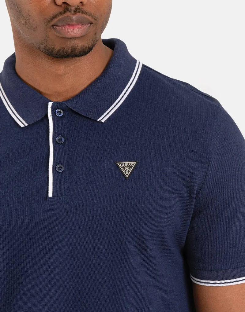 Guess Men's Tipped Core Polo Shirt: Classic Blue, Premium Everyday Style