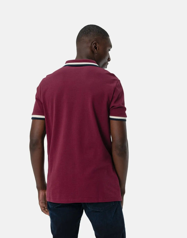 Guess Men's Premium Tipped Polo Shirt - Red, Comfortable, Stylish Core Design
