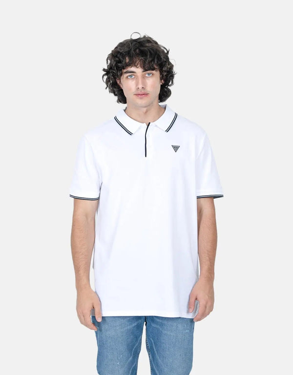 Guess Men's Tipped Core White Polo Shirt – Classic Comfort, Stylish Design