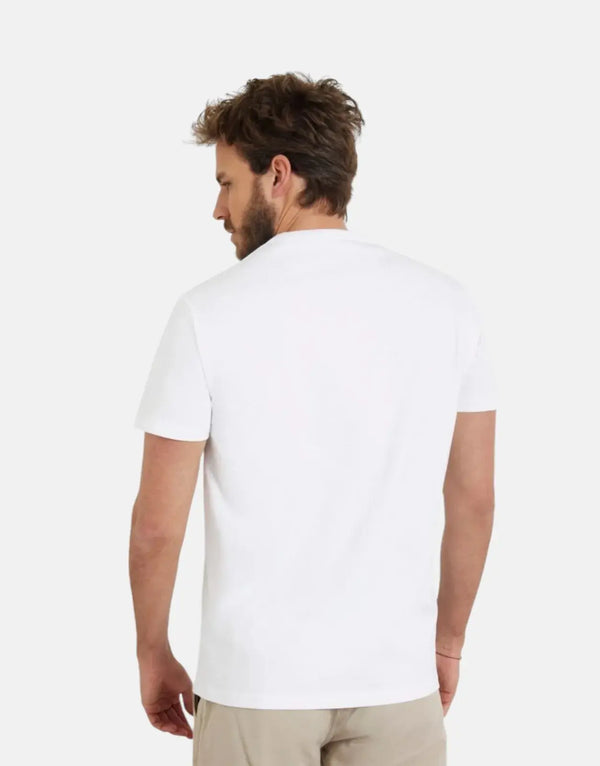Classic Guess White Cotton Tee: Iconic Embroidered Triangle Logo, Regular Fit