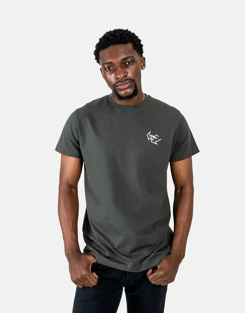 Distinctive Les Hommes Green T-Shirt with Bold Arrow Back Print