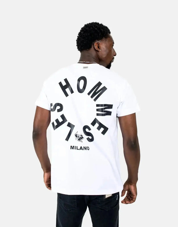 Men's Les Hommes Premium White T-Shirt: Signature Arrow Back Print, Soft Cotton, Stylish Fit